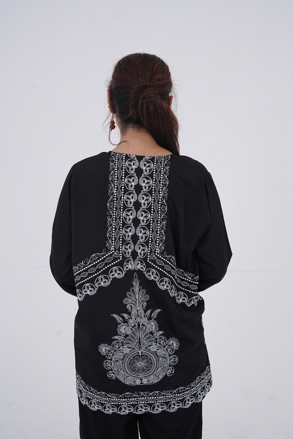 Midnight Noir Embroidered Georgette Set