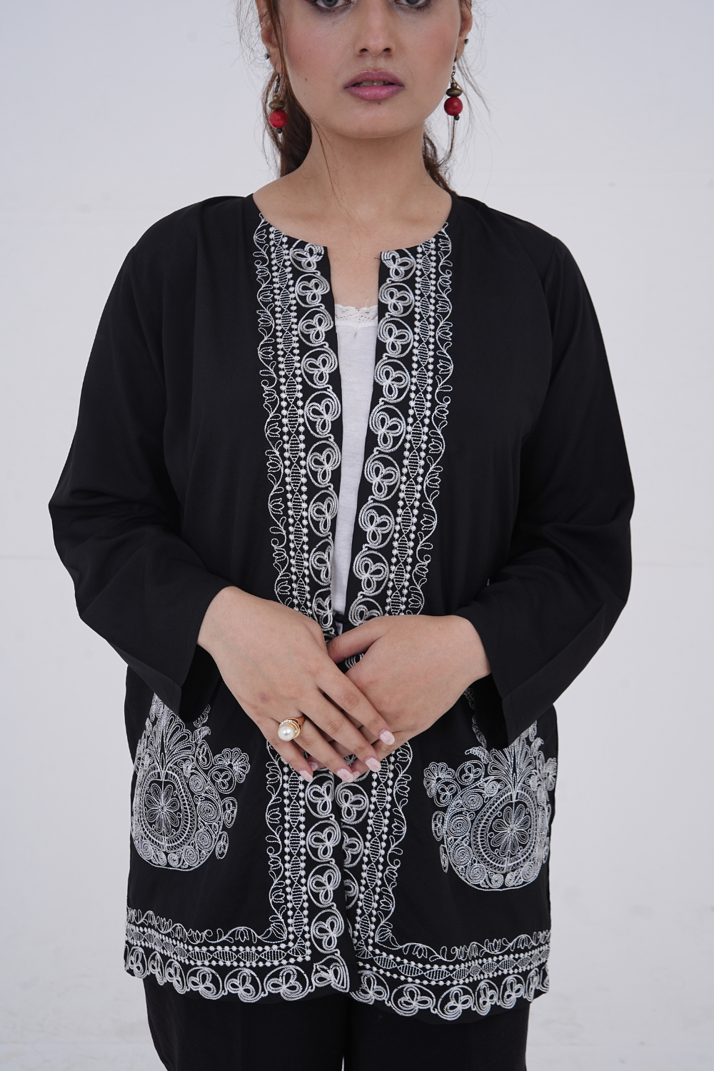 Midnight Noir Embroidered Georgette Set