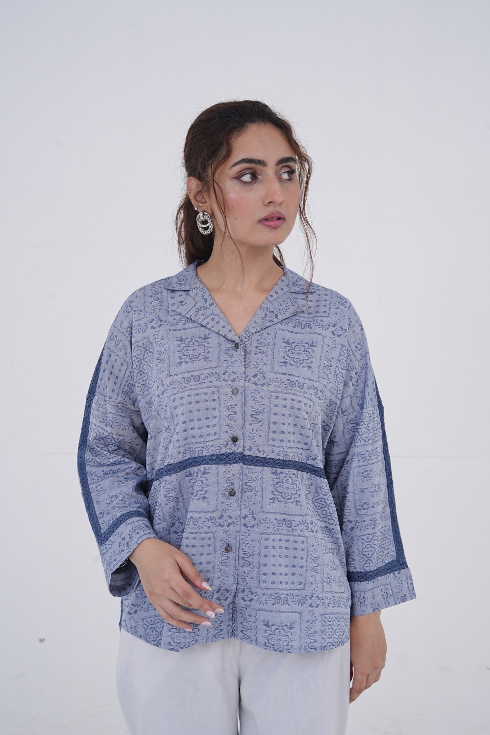 Slate Grey Chambray Textured Shirt