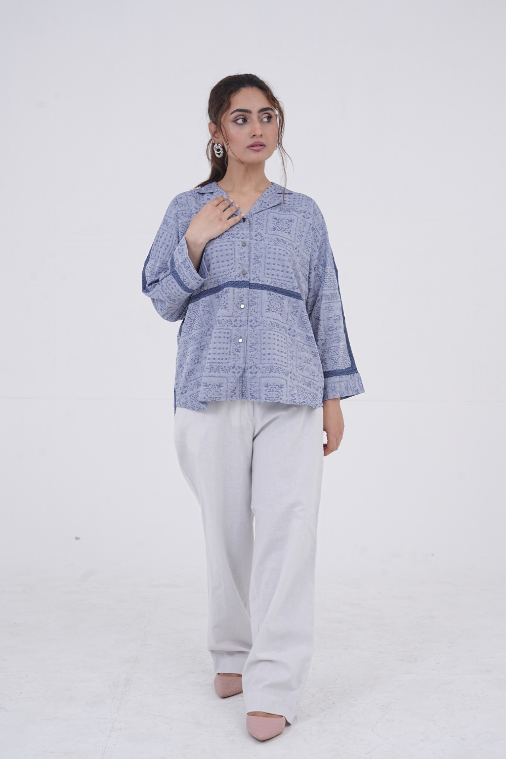 Slate Grey Chambray Textured Shirt