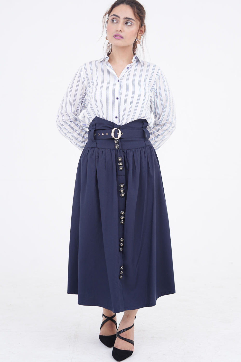 Navy Stripe & Tropical Flare Set