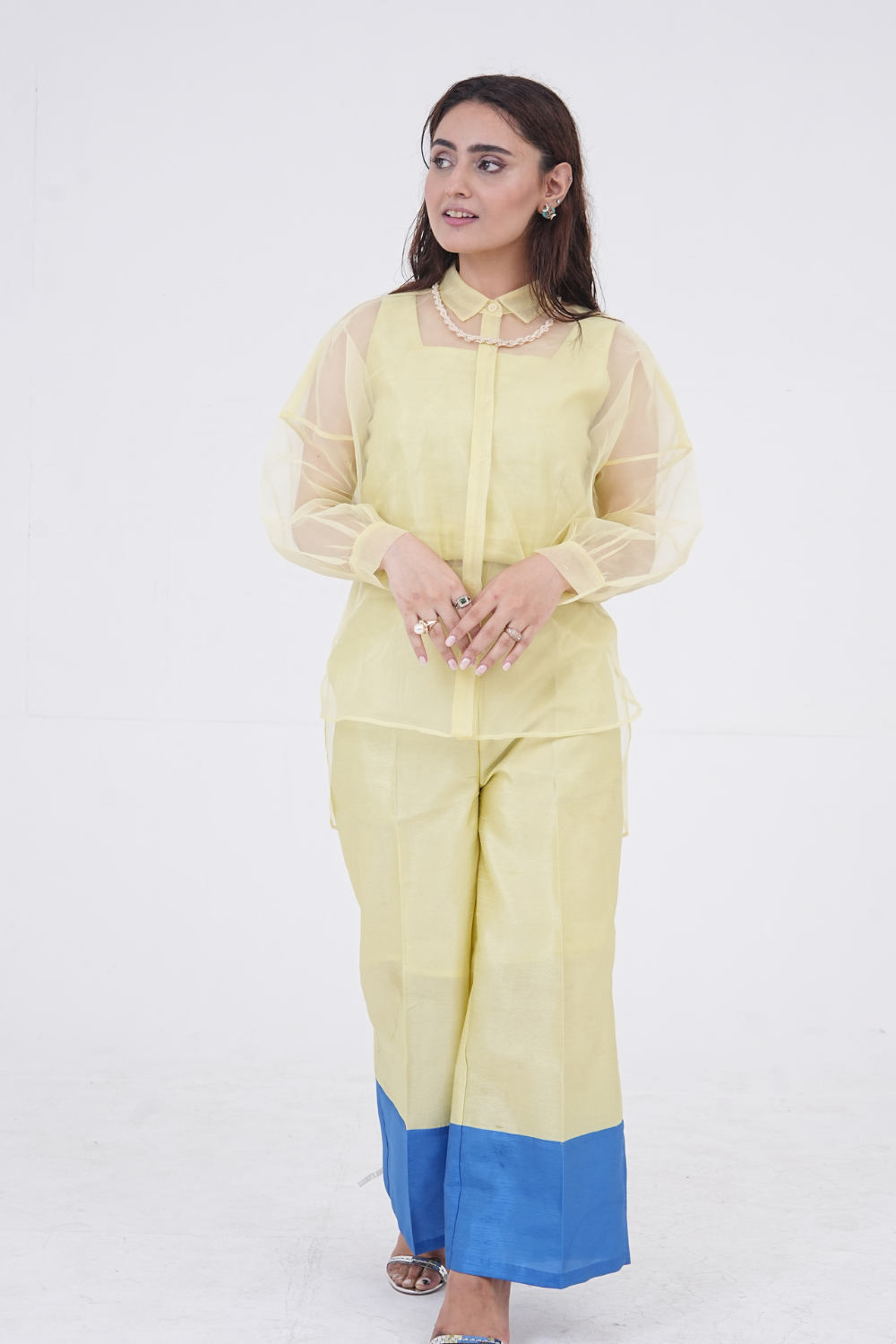Lavida – Light Yellow & Royal Blue 3-Piece Co-Ord