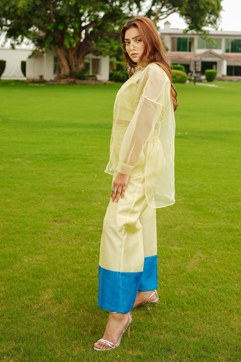 Lavida – Light Yellow & Royal Blue 3-Piece Co-Ord