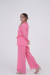Peach Crinkle Chiffon with Artisan Adda Work"