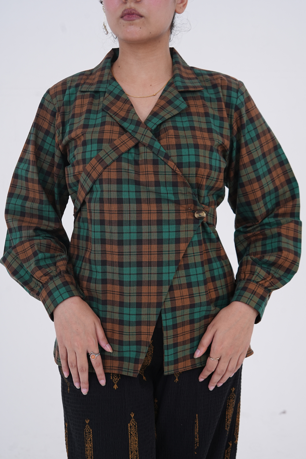 Check Wrap Belt Shirt