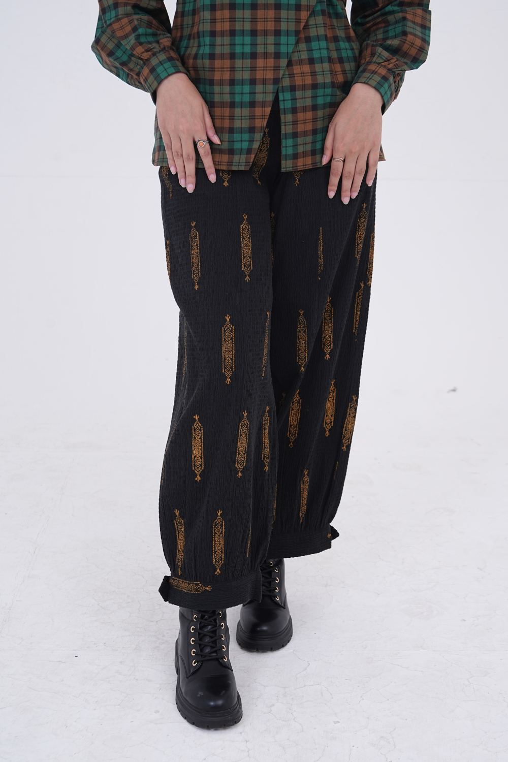 Check Wrap Belt Shirt