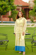Lavida – Light Yellow & Royal Blue 3-Piece Co-Ord