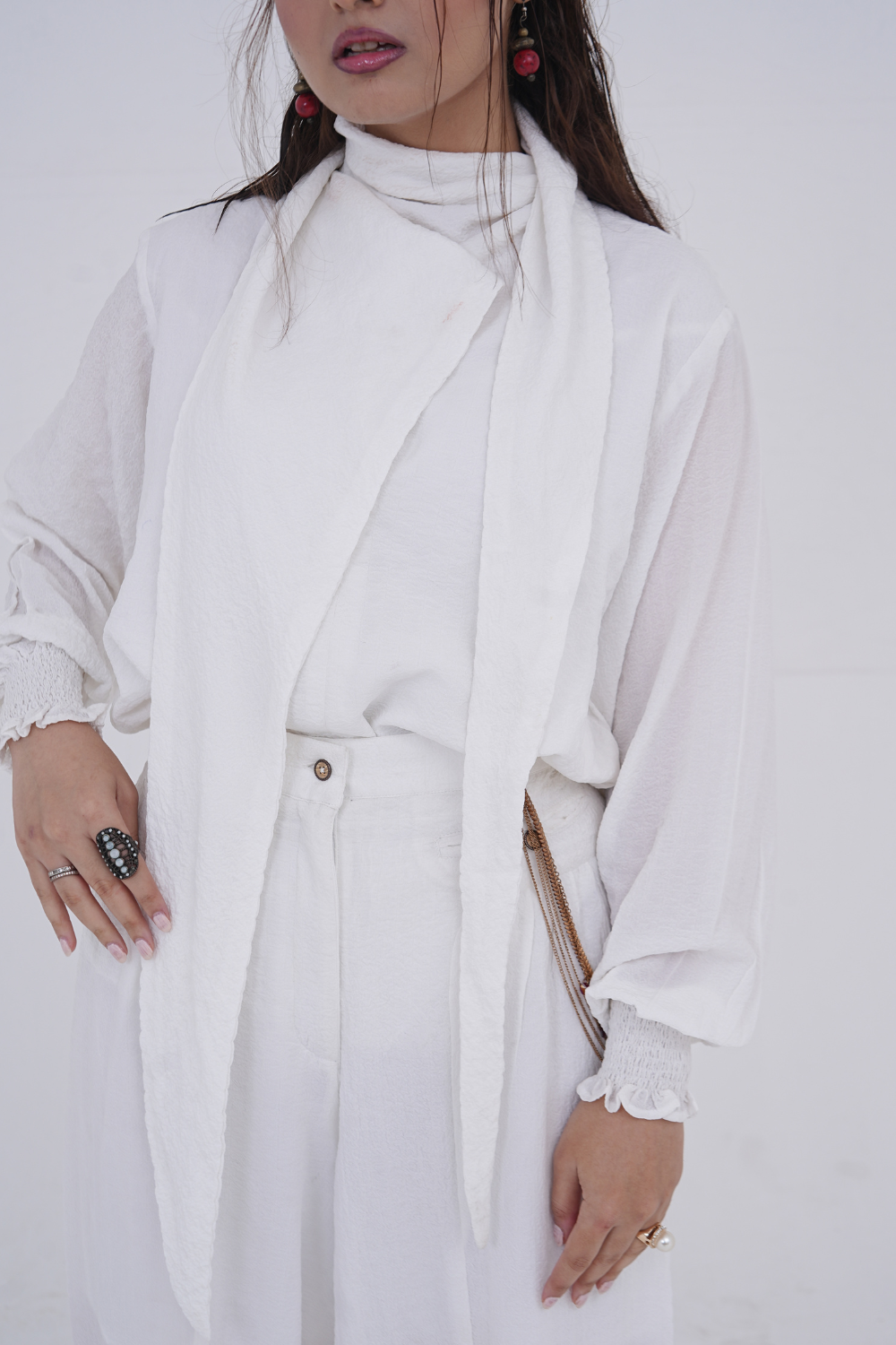 Pristine White Draped Co-ord Set