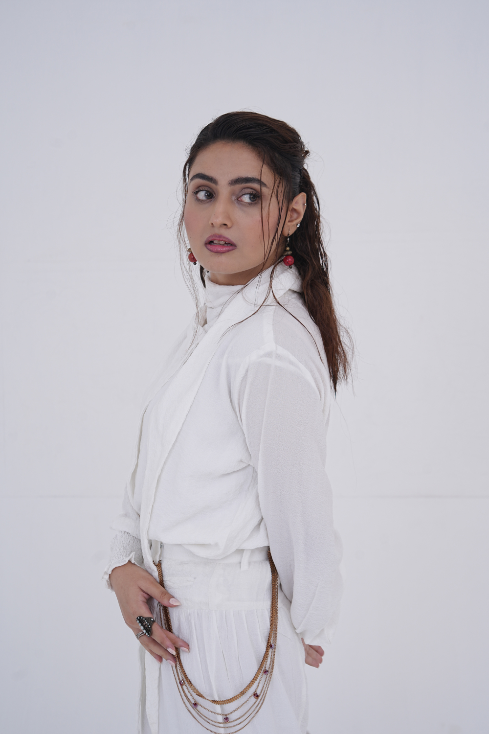 Pristine White Draped Co-ord Set