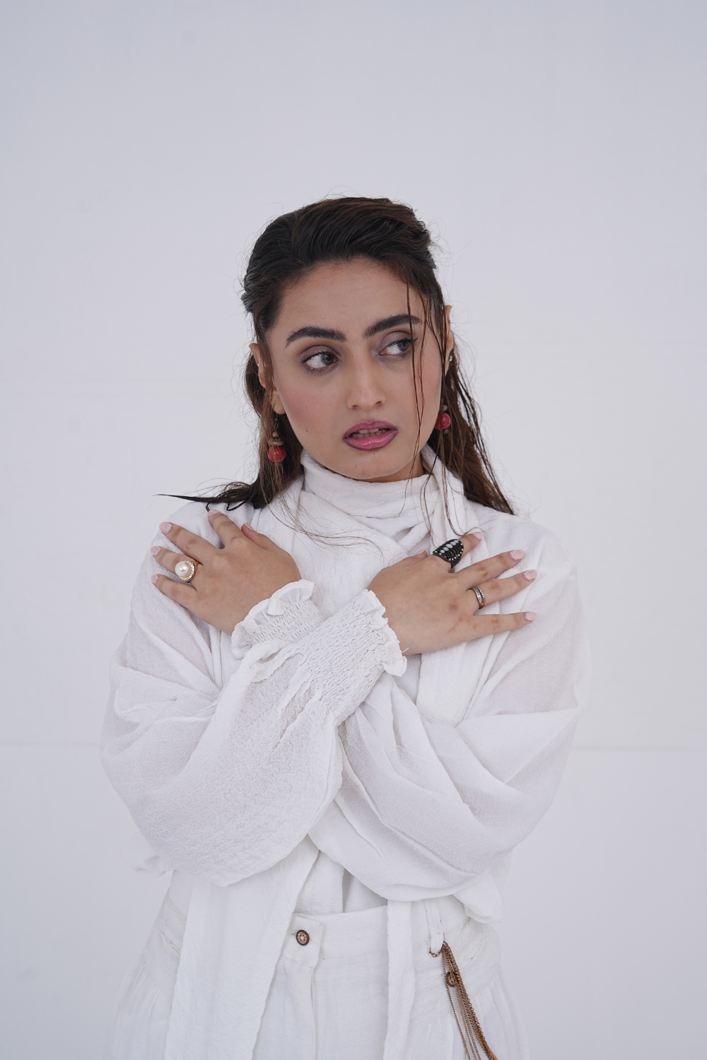 Pristine White Draped Co-ord Set