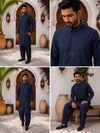 Classic Midnight Blue Wash & Wear Men’s Suit | Premium All-Season Pakistani Menswear